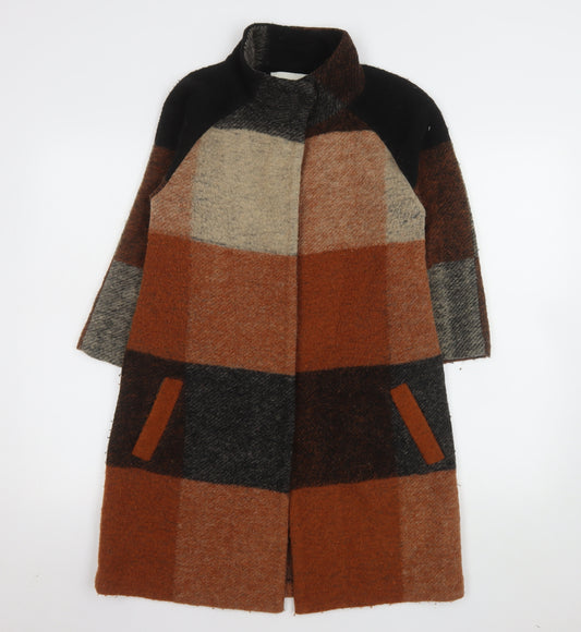 Clements Ribeiro Women’s Multicoloured Wool Checked Long Coat Size 8