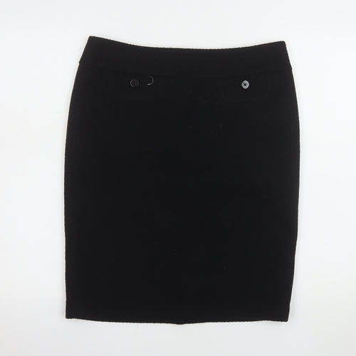 Marks and Spencer Women Black Size 14 Pencil Skirt Wool Blend