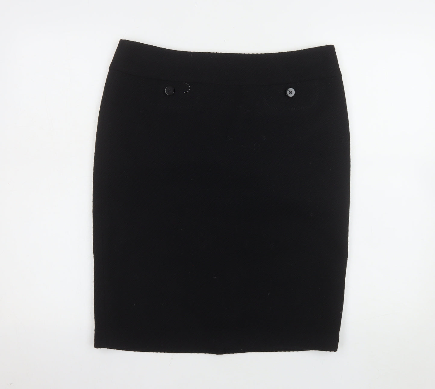 Marks and Spencer Women Black Size 14 Pencil Skirt Wool Blend