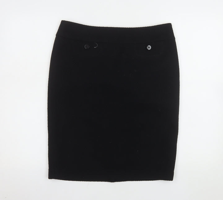 Marks and Spencer Women Black Size 14 Pencil Skirt Wool Blend