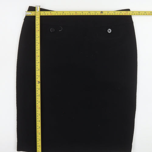 Marks and Spencer Women Black Size 14 Pencil Skirt Wool Blend