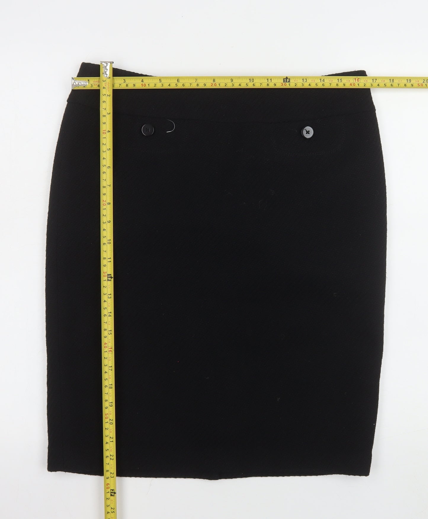 Marks and Spencer Women Black Size 14 Pencil Skirt Wool Blend