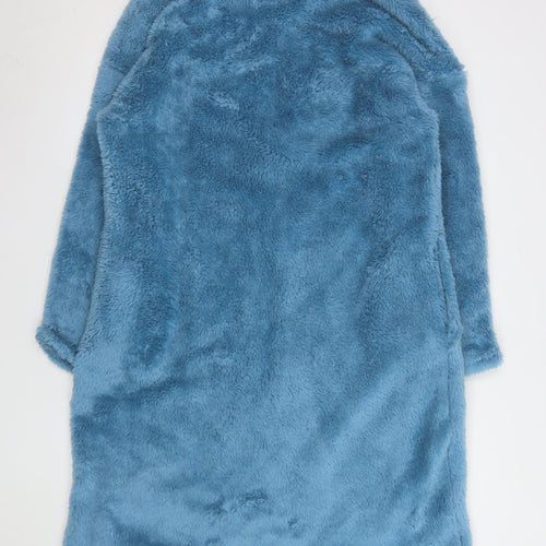 Marks and Spencer Womens Blue Fleece Zip Robe M Winter Nightwear