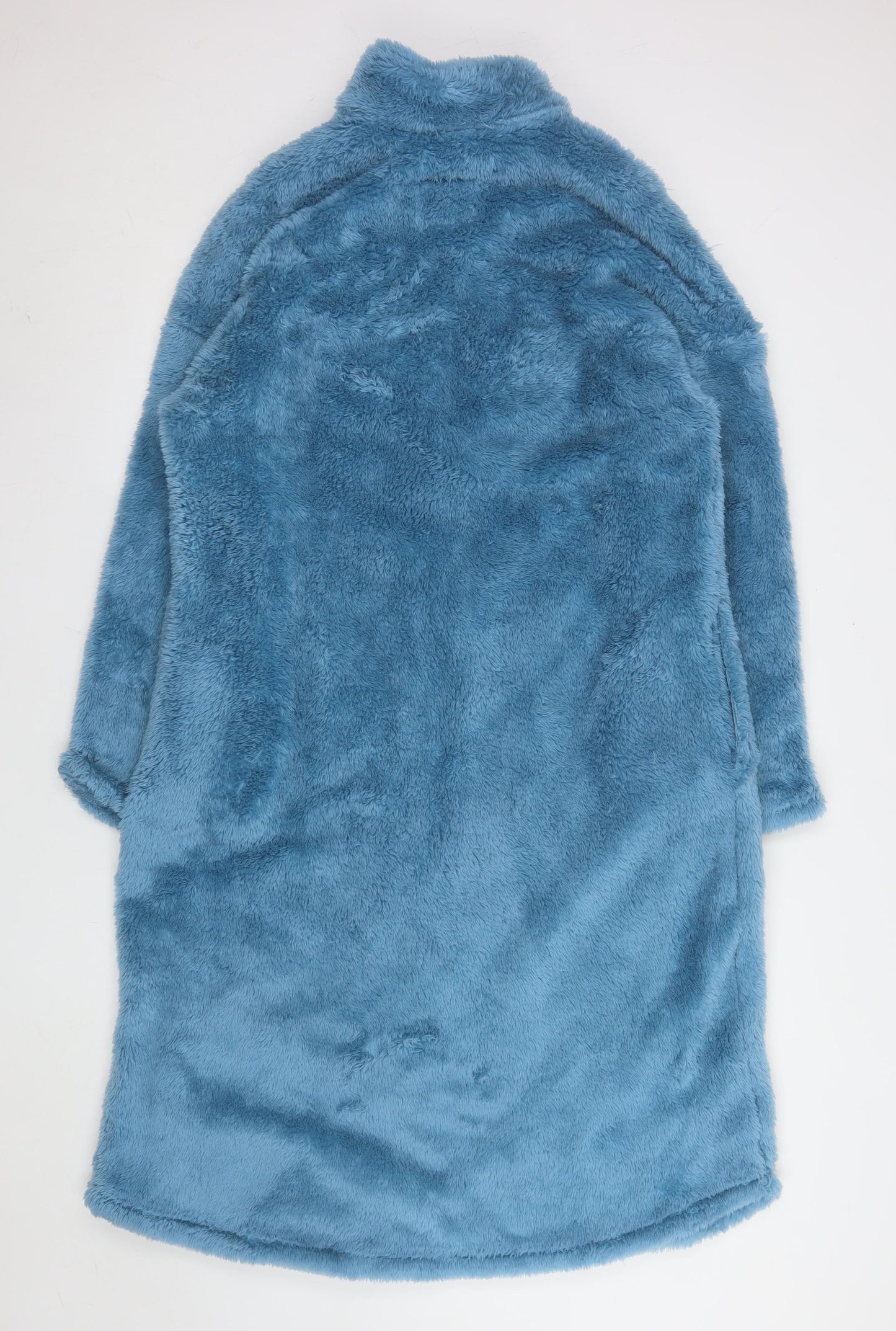 Marks and Spencer Womens Blue Fleece Zip Robe M Winter Nightwear