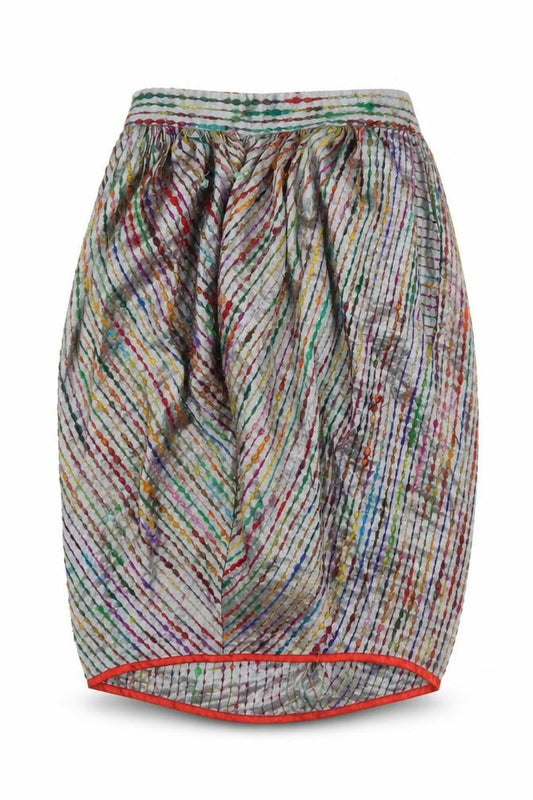 Front view of Bora Aksu Women’s Multicoloured Silk Bubble Hem Skirt, size UK 10