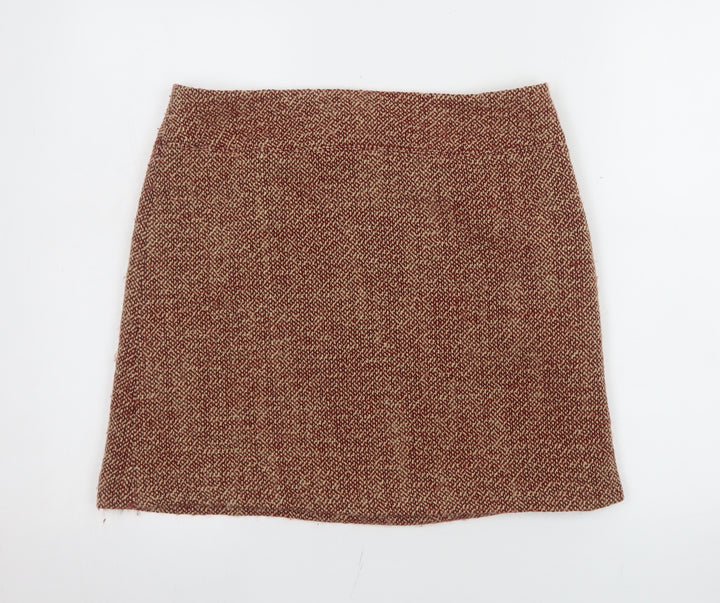 Jigsaw Women Brown Wool Tweed Pencil Skirt Size 12