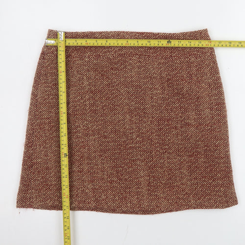 Jigsaw Women Brown Wool Tweed Pencil Skirt Size 12