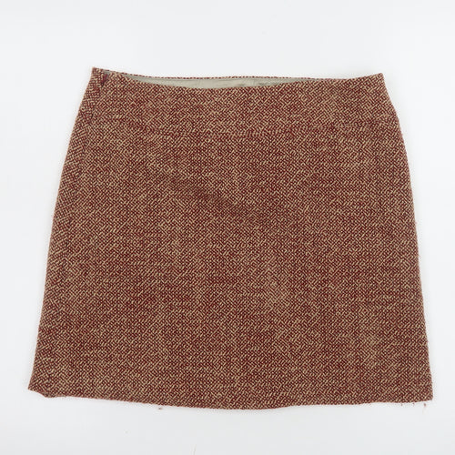 Jigsaw Women Brown Wool Tweed Pencil Skirt Size 12