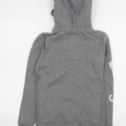 Superdry Womens Grey Hooded Fleece Jacket Size S Faux Fur Lined