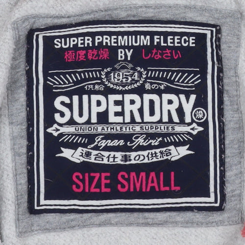 Superdry Womens Grey Hooded Fleece Jacket Size S Faux Fur Lined