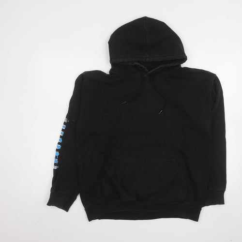 boohooMAN Men's Black Graphic 'Good Vibes Only' Pullover Hoodie S
