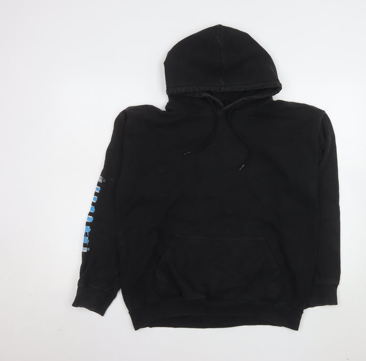 boohooMAN Men's Black Graphic 'Good Vibes Only' Pullover Hoodie S