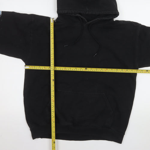 boohooMAN Men's Black Graphic 'Good Vibes Only' Pullover Hoodie S