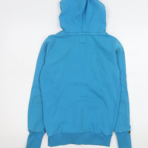 Superdry Men's Blue Pullover Hoodie Medium Hooded Logo Fleece