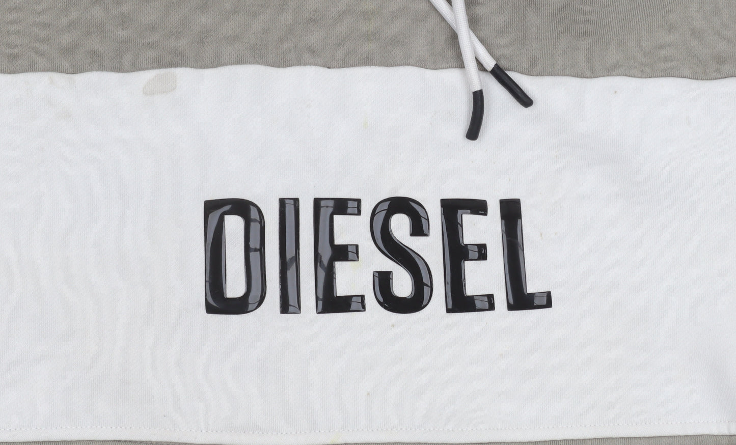 Diesel Men Beige Pullover Hoodie Large Logo Hooded Sweatshirt