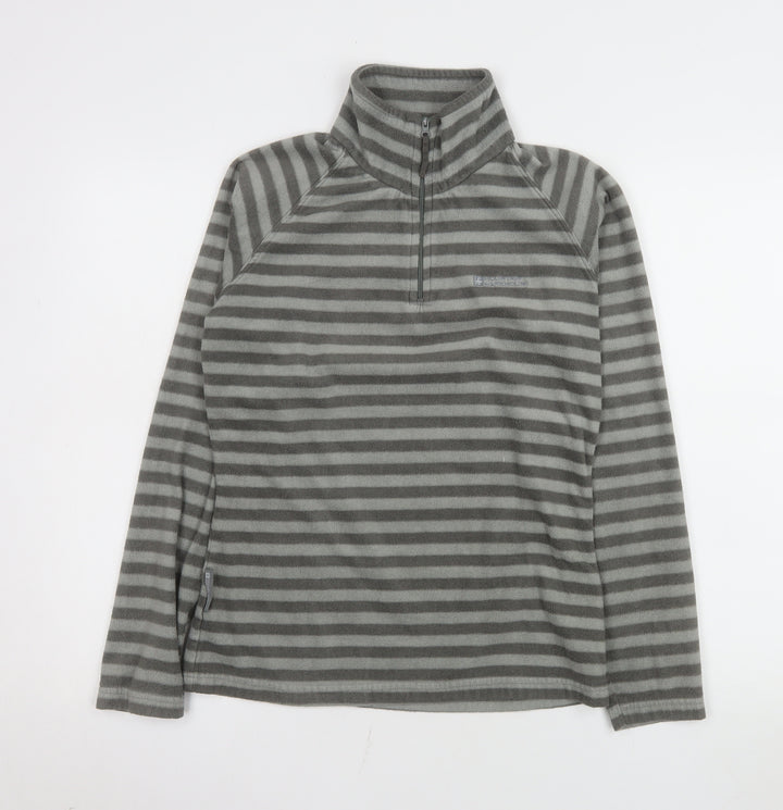 Mountain Warehouse Women Grey Striped 1/2 Zip Fleece Sweatshirt UK 10