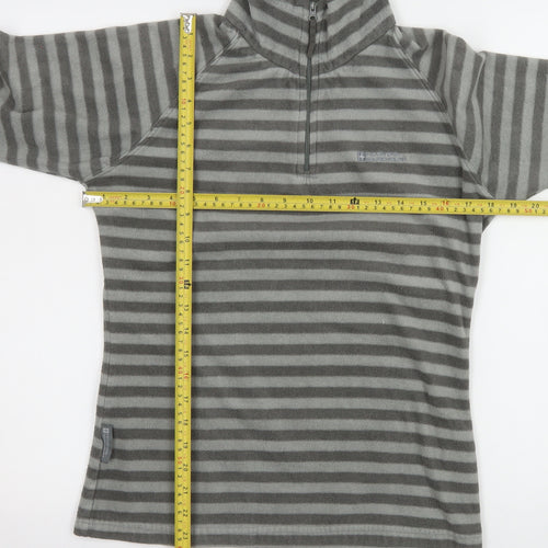 Mountain Warehouse Women Grey Striped 1/2 Zip Fleece Sweatshirt UK 10