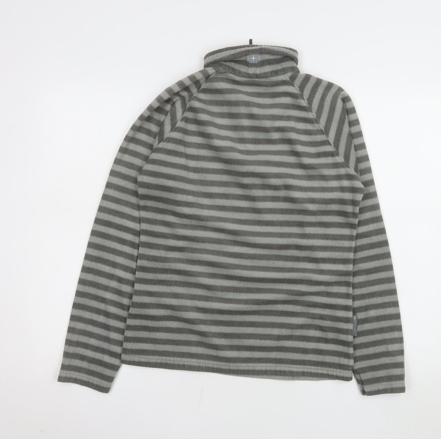 Mountain Warehouse Women Grey Striped 1/2 Zip Fleece Sweatshirt UK 10