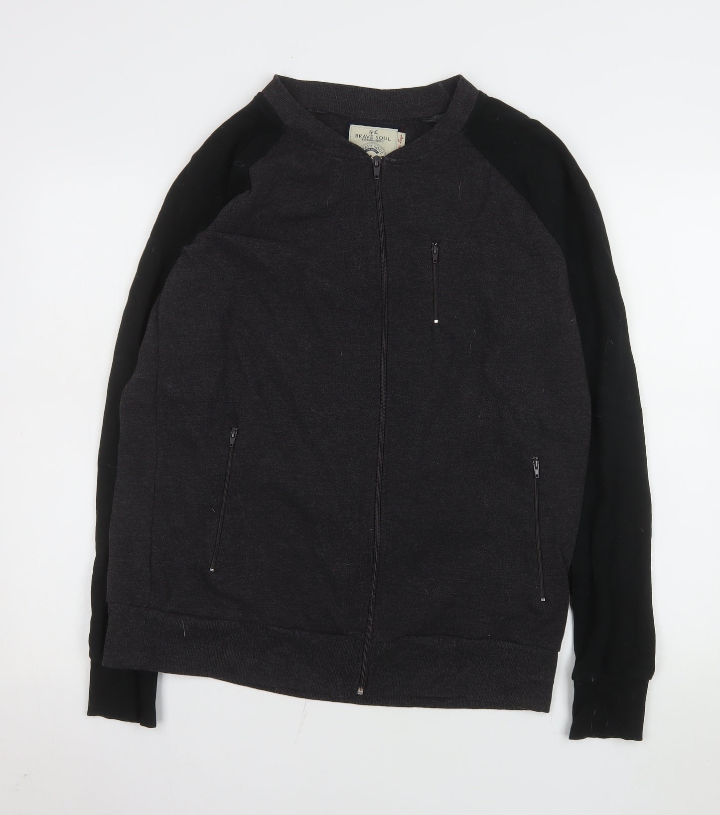 Brave Soul Men's Black XL Full Zip Casual Cotton Jacket