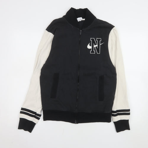 Nike Men's Black Varsity Jacket XS Cotton Full Zip Logo