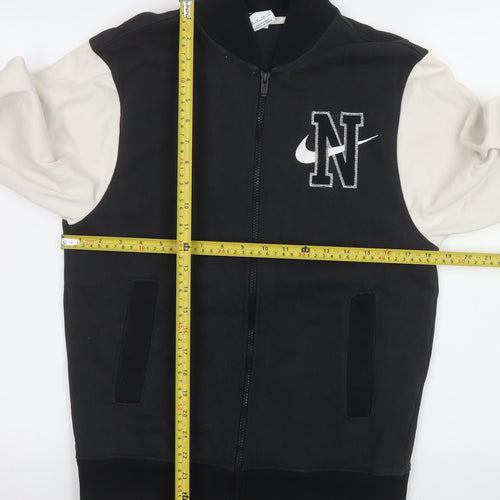 Nike Men's Black Varsity Jacket XS Cotton Full Zip Logo