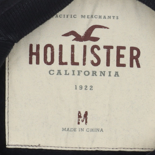 Hollister Men Black Medium Crew Neck Pullover Sweatshirt Surfers Logo