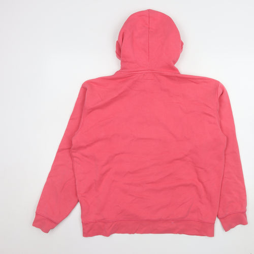 Obey Women Pink Pullover Hoodie Cotton Blend M Logo Style
