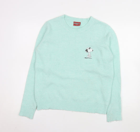 Tu Women’s Blue Snoopy Peanuts Crew Neck Pullover Jumper Size 12