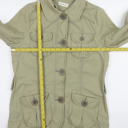 George Womens Green Cotton Military Jacket Size 14