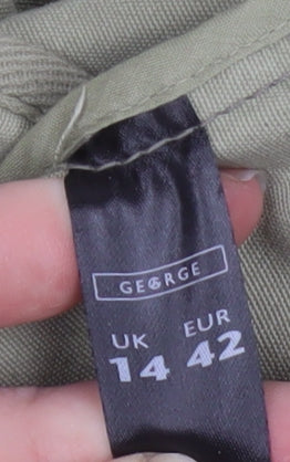 George Womens Green Cotton Military Jacket Size 14
