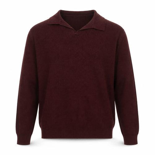 ASOS Men’s Burgundy Cotton Collared Long Sleeve Casual Top M