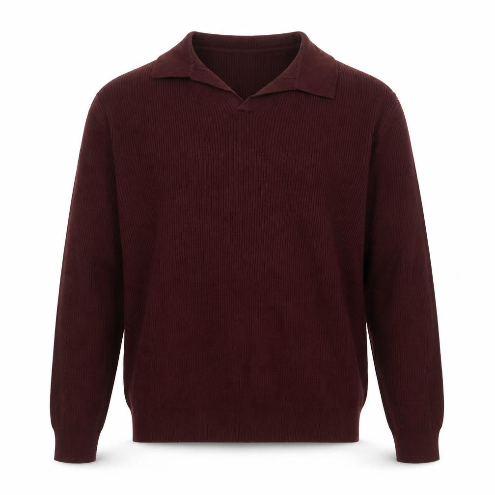 ASOS Men’s Burgundy Cotton Collared Long Sleeve Casual Top M