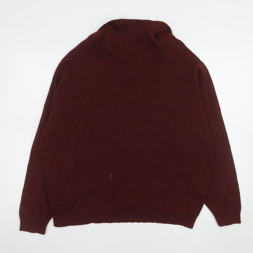 ASOS Men’s Burgundy Cotton Collared Long Sleeve Casual Top M
