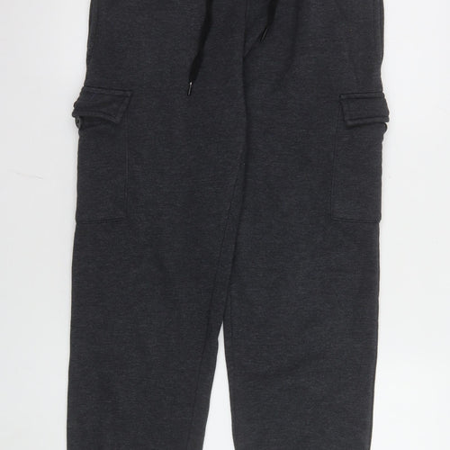 Yulu Men's Black Cotton Blend Jogger Trousers Size S