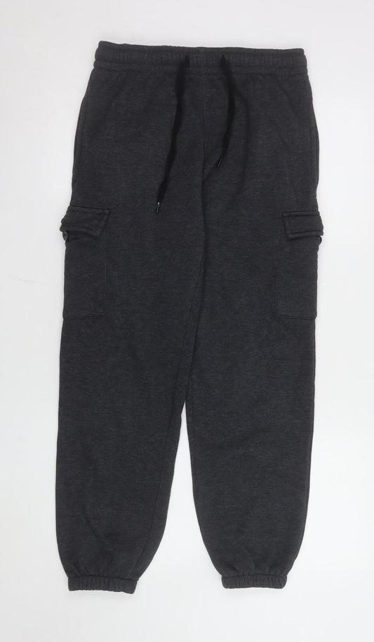 Yulu Men's Black Cotton Blend Jogger Trousers Size S