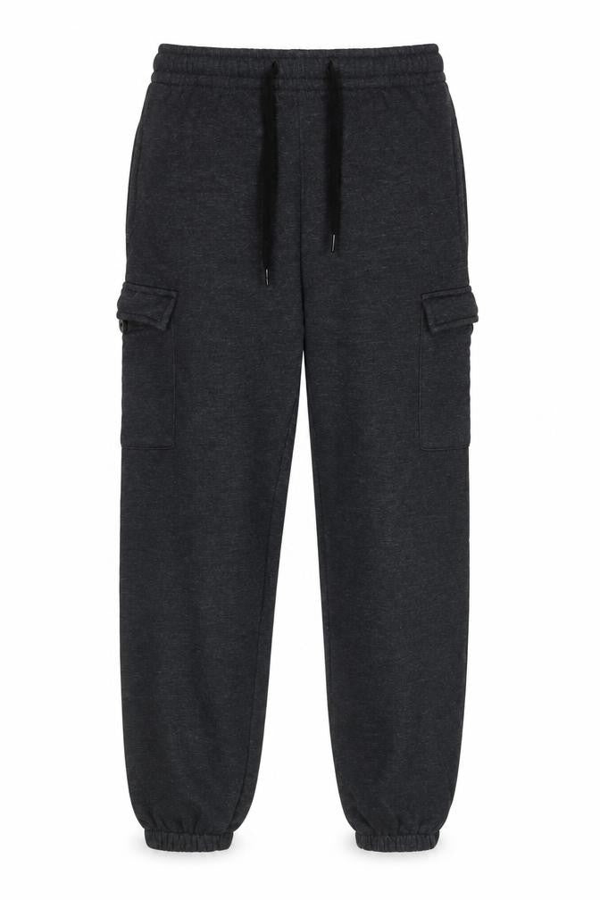 Front view of Yulu Men's Black Cotton Blend Jogger Trousers, size S