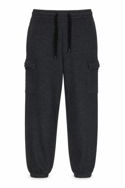 Front view of Yulu Men's Black Cotton Blend Jogger Trousers, size S