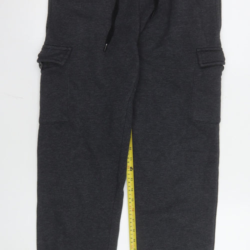 Yulu Men's Black Cotton Blend Jogger Trousers Size S