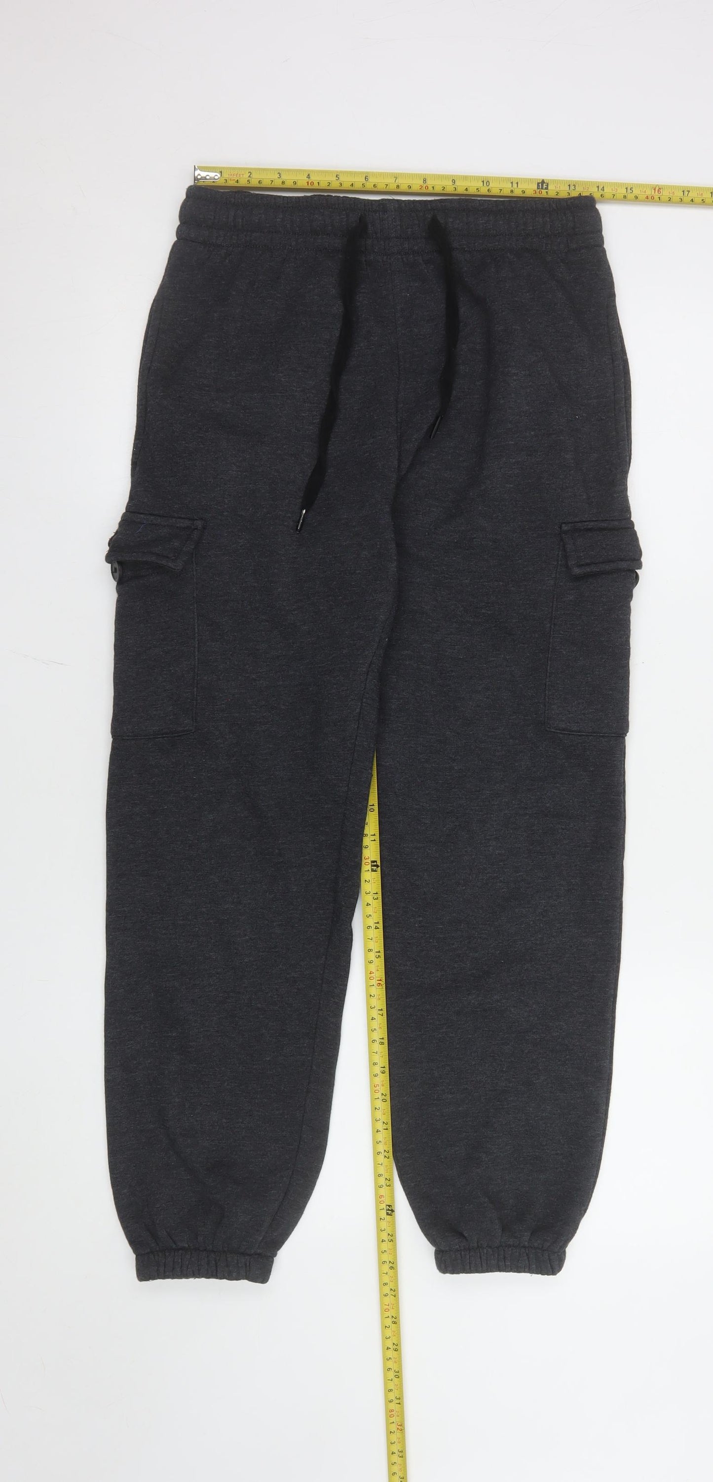 Yulu Men's Black Cotton Blend Jogger Trousers Size S