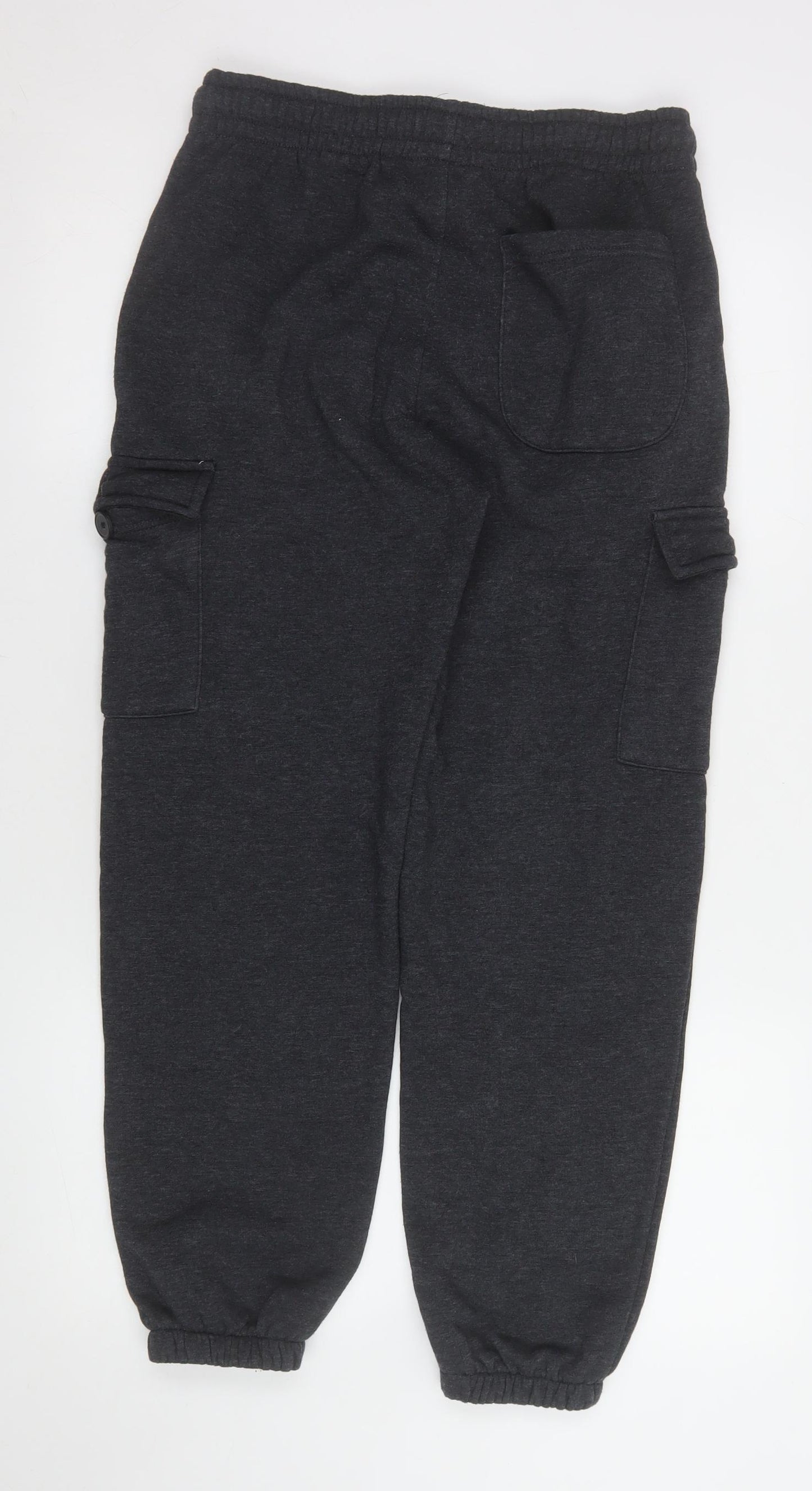 Yulu Men's Black Cotton Blend Jogger Trousers Size S