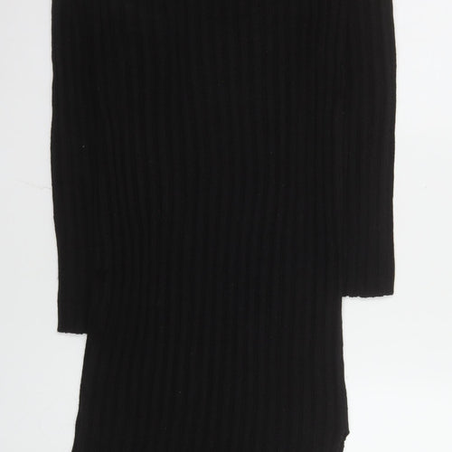Brave Soul Women’s Black Ribbed Knit Bodycon Midi Dress Size 12