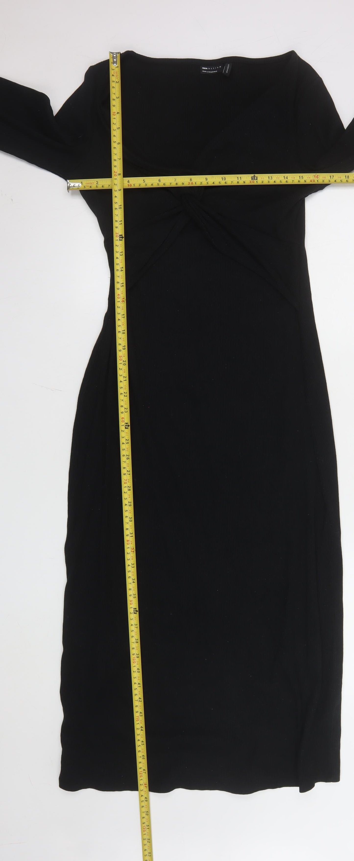 ASOS DESIGN Women's Black Size 14 Knit Bodycon Midi Dress