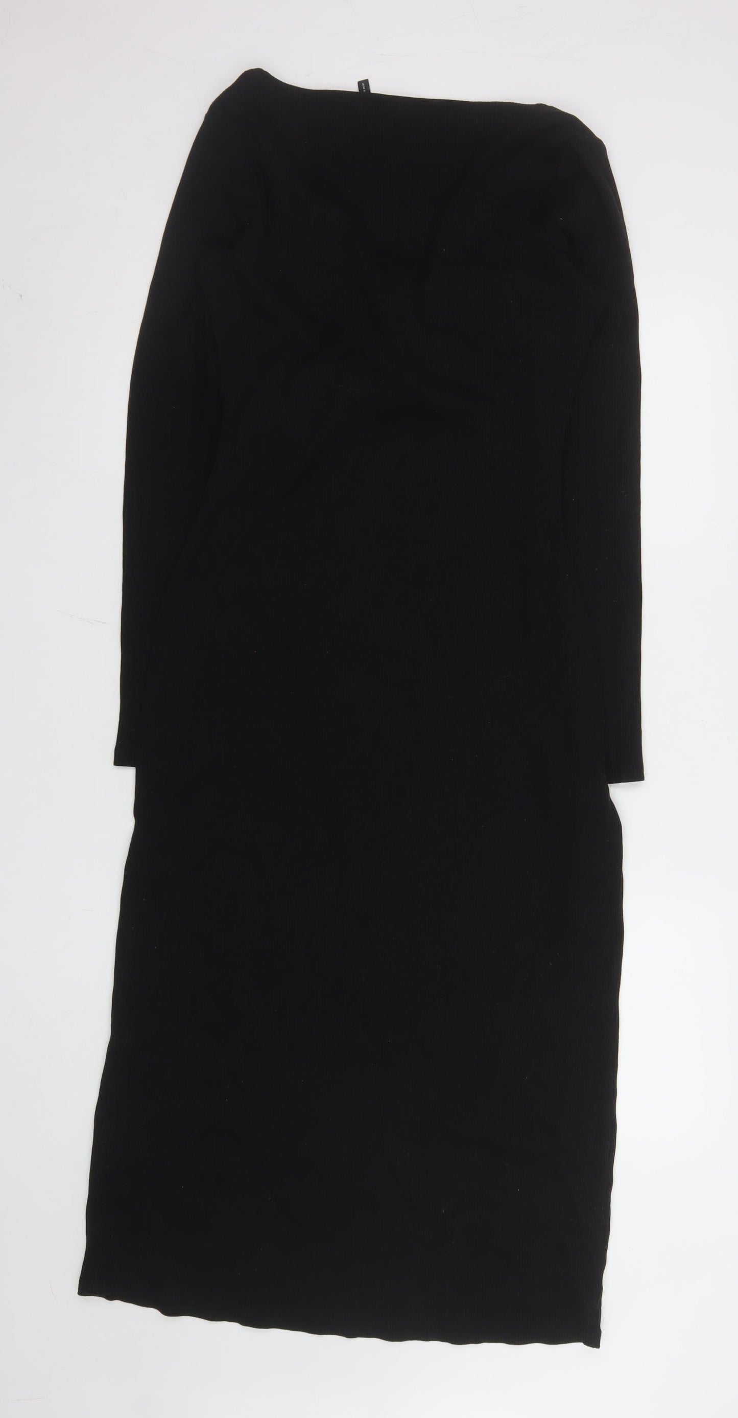 ASOS DESIGN Women's Black Size 14 Knit Bodycon Midi Dress
