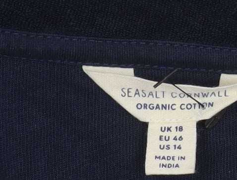 Seasalt Cornwall Women's Blue Organic Cotton Polo Top Size 18