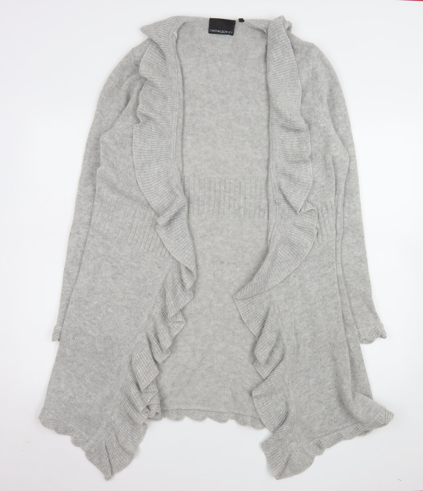 Cynthia Rowley Women’s Grey Ruffle Open Front Knit Cardigan XL