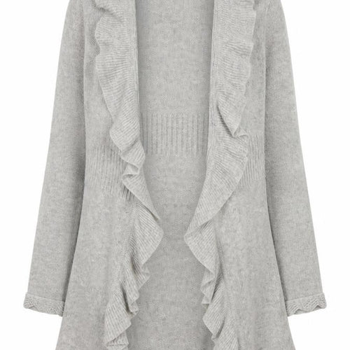 Cynthia Rowley Women’s Grey Ruffle Open Front Knit Cardigan XL