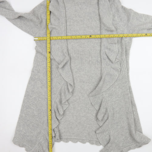Cynthia Rowley Women’s Grey Ruffle Open Front Knit Cardigan XL