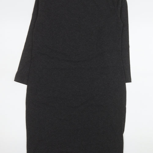 H&M Women’s Black Knit Bodycon Dress Size 14 Long Sleeve