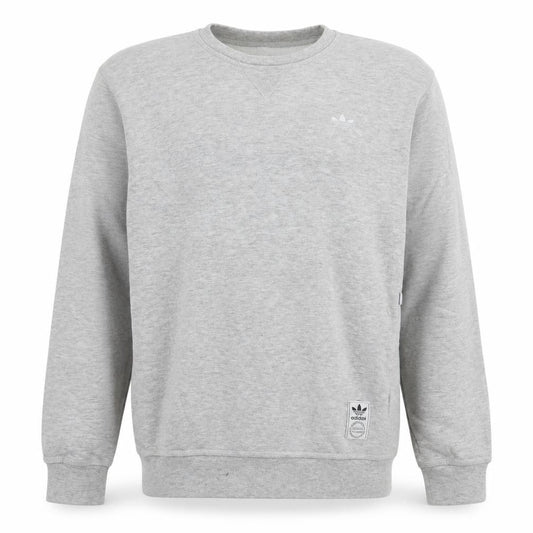 Front view of Adidas Men's Grey Crew Neck Pullover Sweatshirt, size S