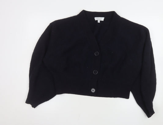 & Other Stories Women Black Wool Blend Cardigan Size S V-Neck Knit